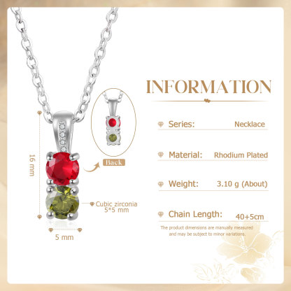 Collier avec 2 Pierres de Naissance Personnalisées – Zircon Cubique sur Chaîne en Argent 925 ou Plaqué Rhodium Collier pour Femme｜Jessemade
