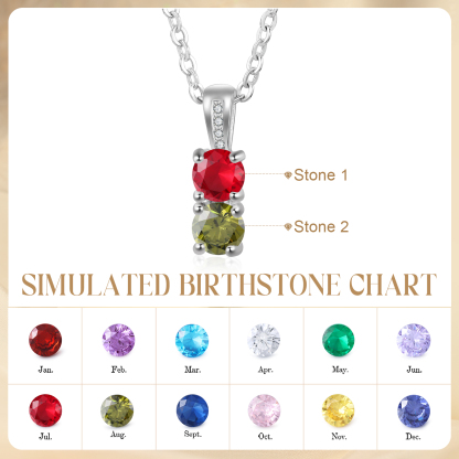Collier avec 2 Pierres de Naissance Personnalisées – Zircon Cubique sur Chaîne en Argent 925 ou Plaqué Rhodium Collier pour Femme｜Jessemade