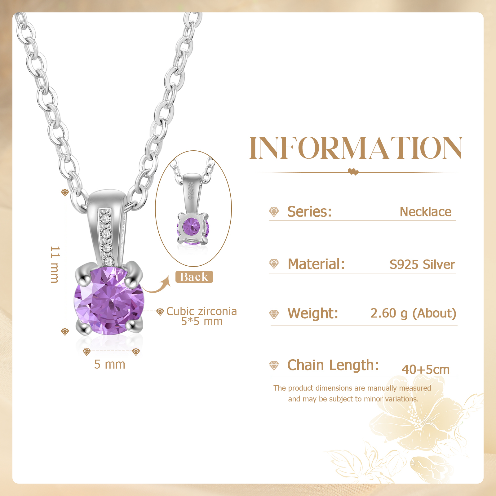 Collier avec Pierre de Naissance Personnalisée – Zircon Cubique sur Chaîne en Argent 925 ou Plaqué Rhodium Collier pour Femme｜Jessemade