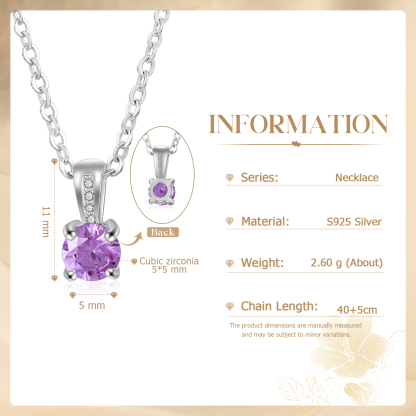 Collier avec Pierre de Naissance Personnalisée – Zircon Cubique sur Chaîne en Argent 925 ou Plaqué Rhodium Collier pour Femme｜Jessemade