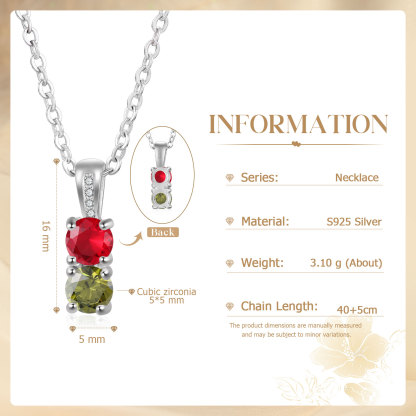 Collier avec 2 Pierres de Naissance Personnalisées – Zircon Cubique sur Chaîne en Argent 925 ou Plaqué Rhodium Collier pour Femme｜Jessemade