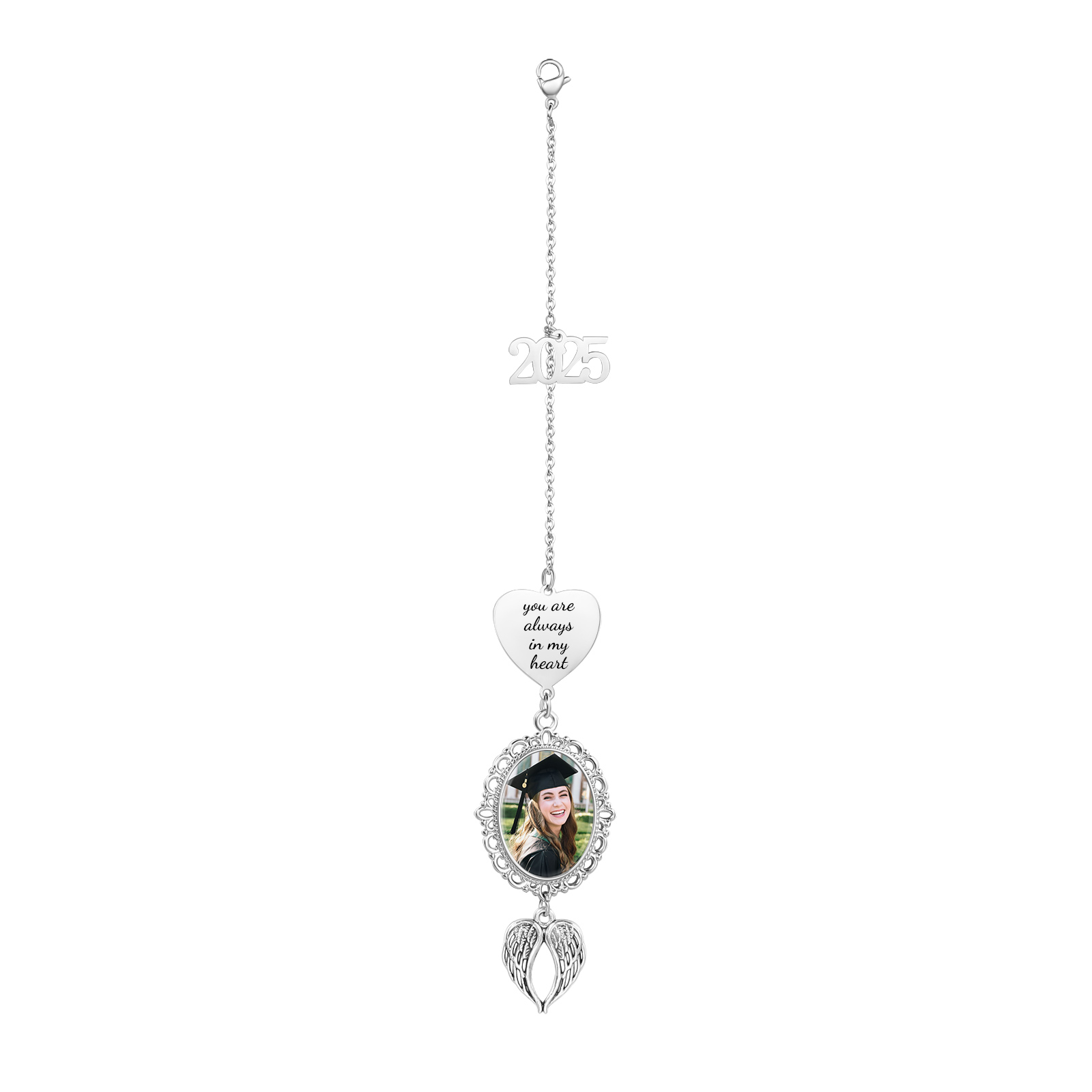 Pendentif de Graduation Personnalisé avec 1 Photo et texte - Cadeau pour Graduation 2025 | Jessemade