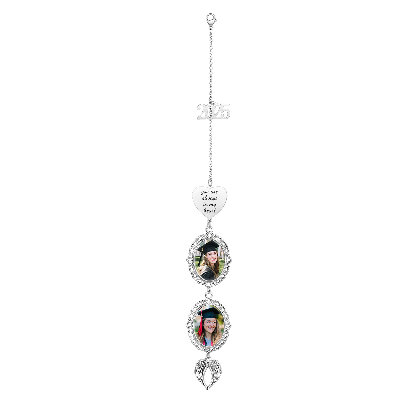 Pendentif de Graduation Personnalisé avec 2 Photos et 1 Texte - Cadeau pour Graduation 2025 | Jessemade