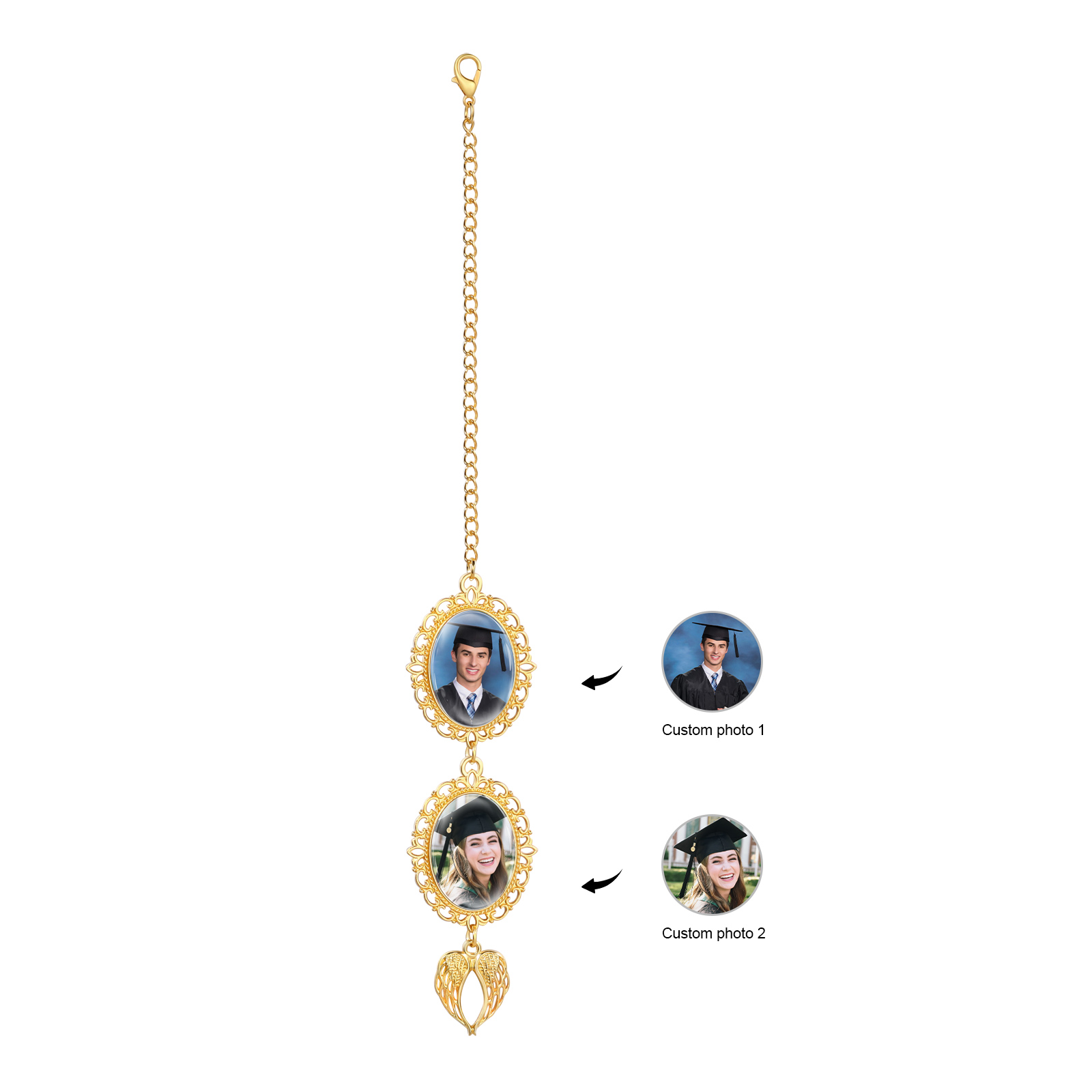 Pendentif de Graduation Personnalisé avec 2 Photos - Cadeau pour Graduation| Jessemade