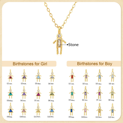 Collier Personnalisé avec 1 à 6 Breloques et Pierres de Naissance pour Femmes
