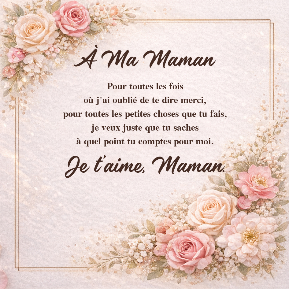 Affiche personnalisée cadeau Maman message d’amour déco maison Fête des Mères anniversaire pour maman | Jessemade