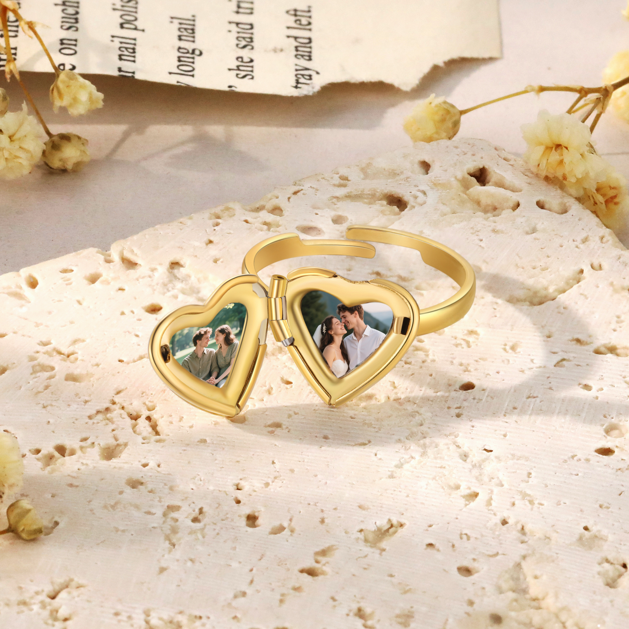 Bague Médaillon Coeur Baroque 2 Photos – Bague ouverte