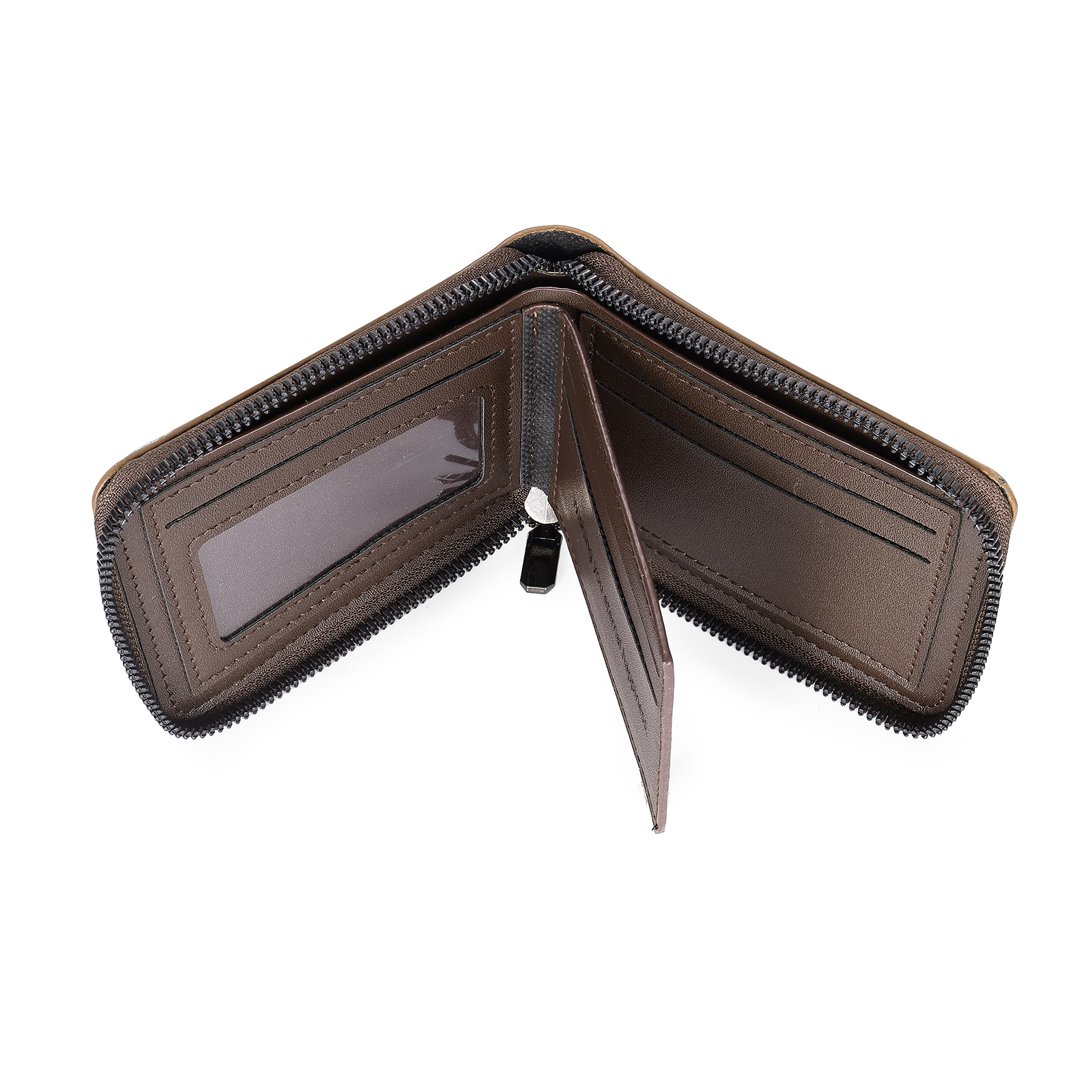 Portefeuille homme personnalisé en cuir PU avec fermeture éclair – avec photo, calendrier ou prénom