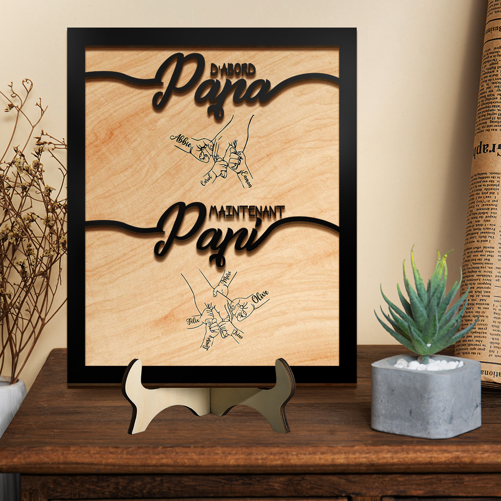 Plaque en bois personnalisée "D'abord papa, maintenant papi"