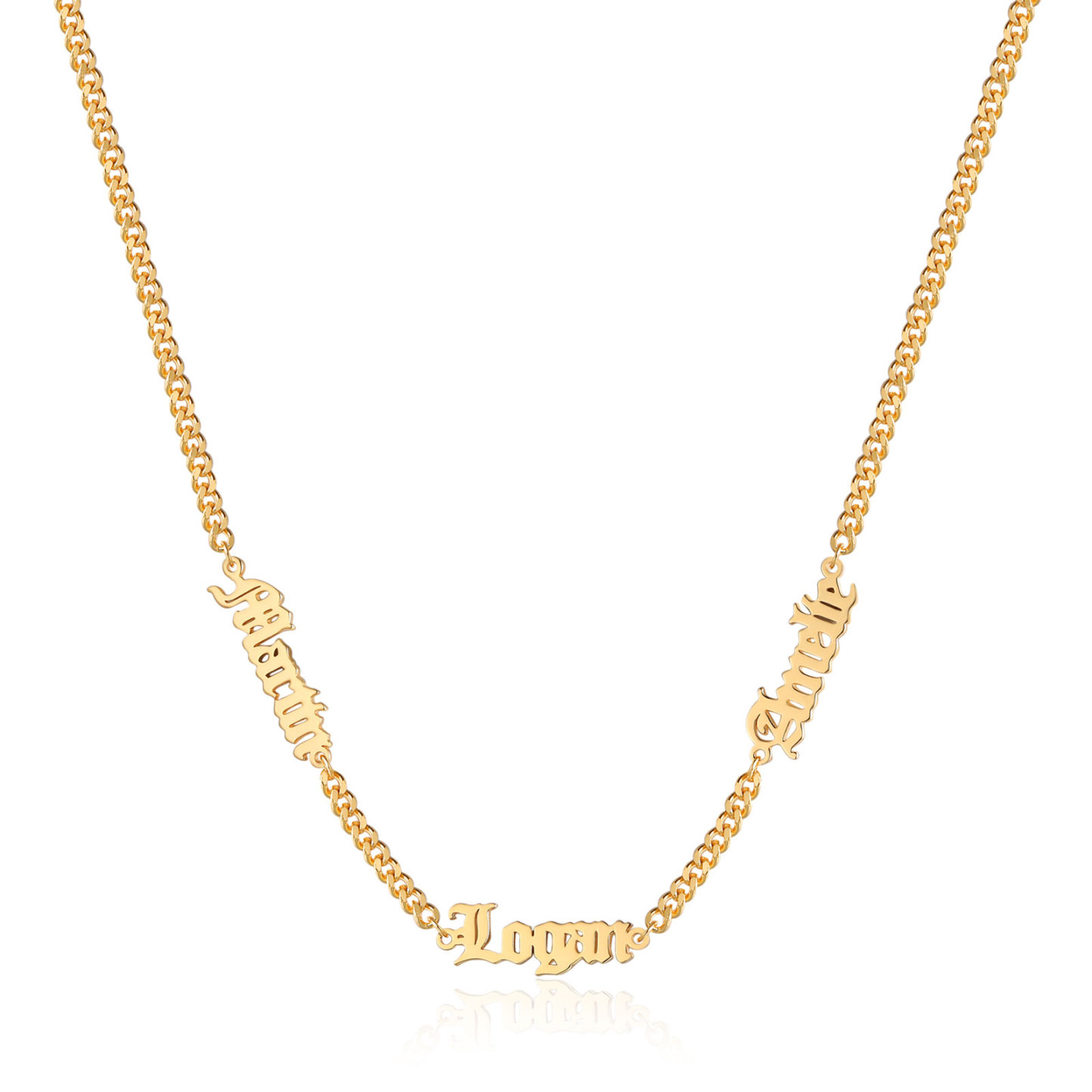 Collier Prénoms Gothique Personnalisable, 1-5 Noms