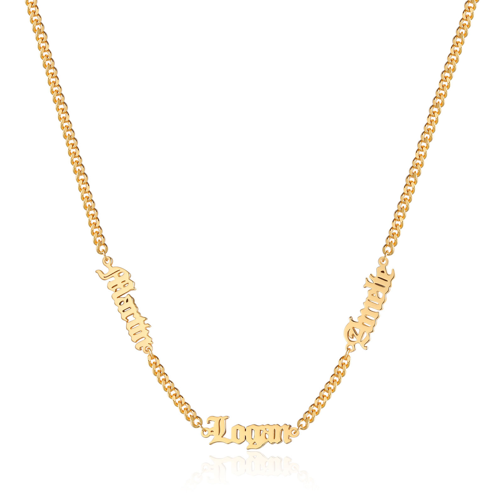 Collier Prénoms Gothique Personnalisable, 1-5 Noms