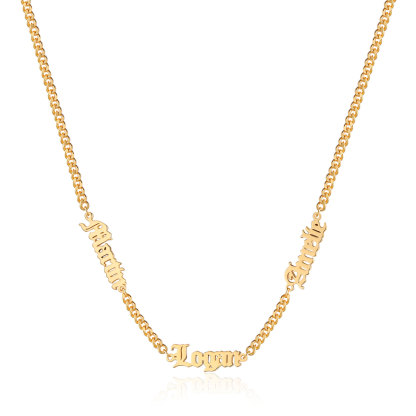 Collier Prénoms Gothique Personnalisable, 1-5 Noms