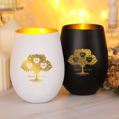 Photophore Personnalisé en Verre avec Arbre Généalogique, personnalisé avec jusqu’à 10 Prénoms