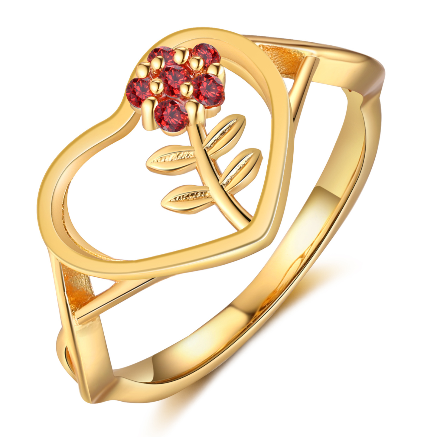 Bague Fleur avec 1 Pierre de Naissance - Cadeau pour Femme