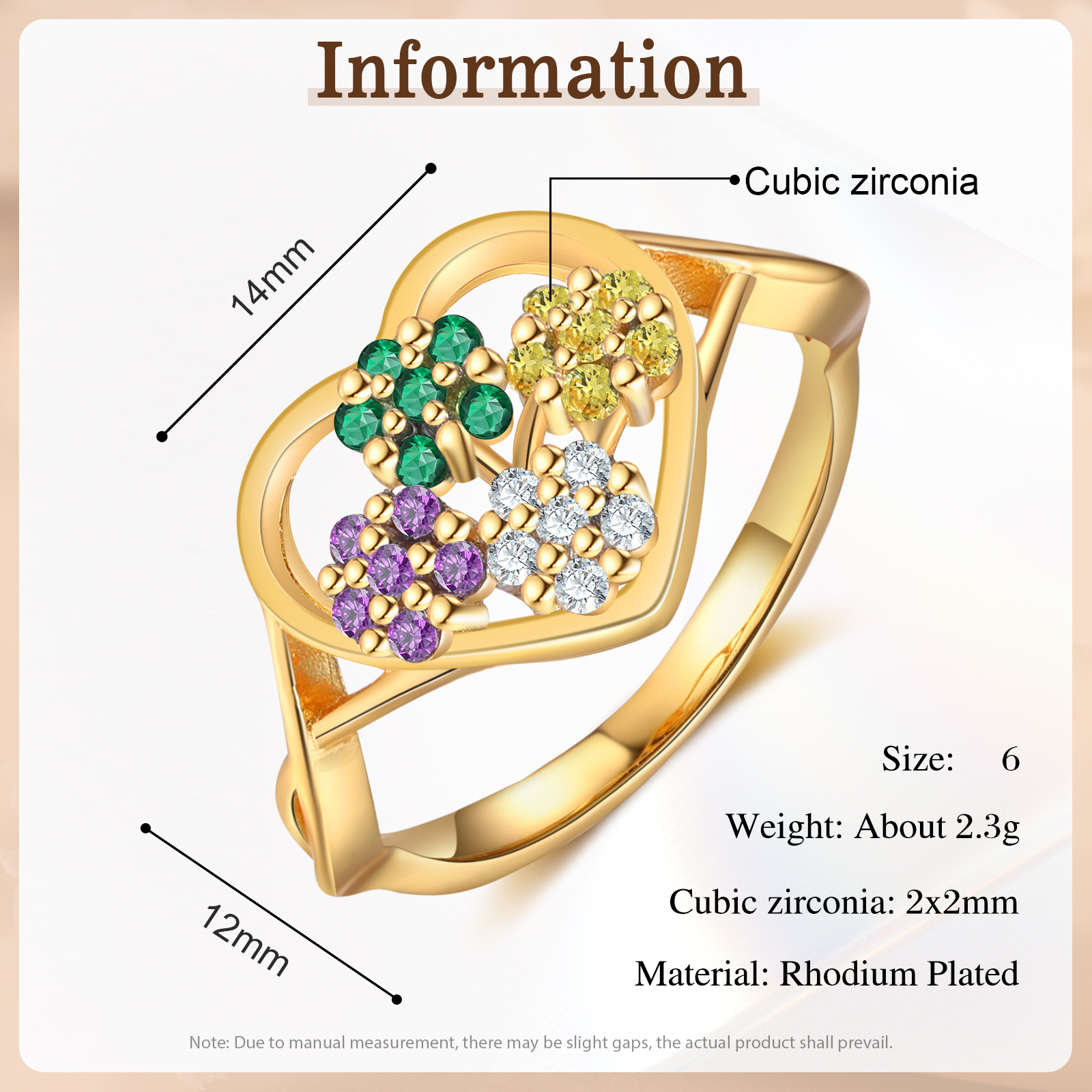 Bague Fleur avec 4 Pierres de Naissance - Cadeau pour Femme