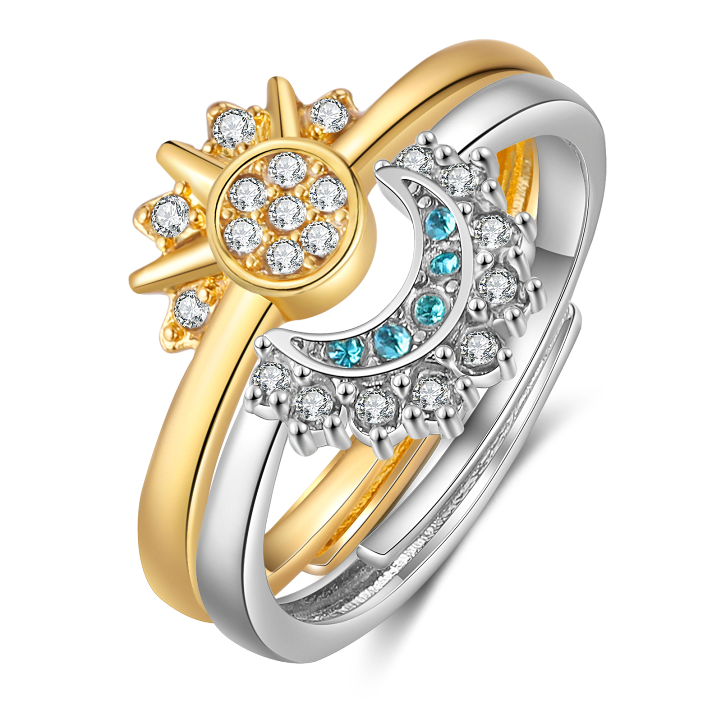 Bague Soleil et Lune L'harmonie parfaite Cadeau pour femme | Jessemade