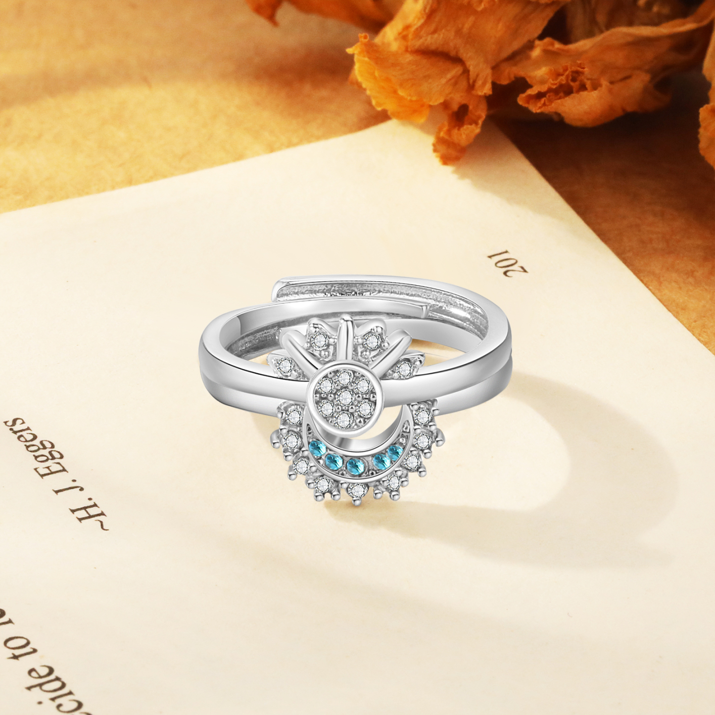 Bague Soleil et Lune L'harmonie parfaite Cadeau pour femme | Jessemade