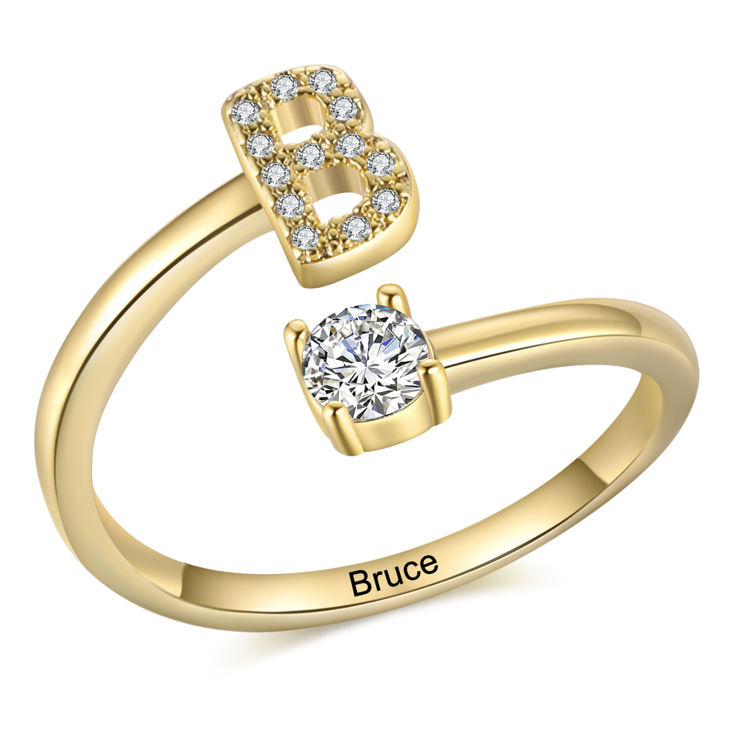 Bague Initiale en Zirconium 1 lettre personnalisé Cadeau pour femme