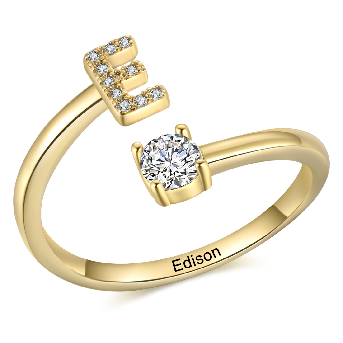 Bague Initiale en Zirconium 1 lettre personnalisé Cadeau pour femme