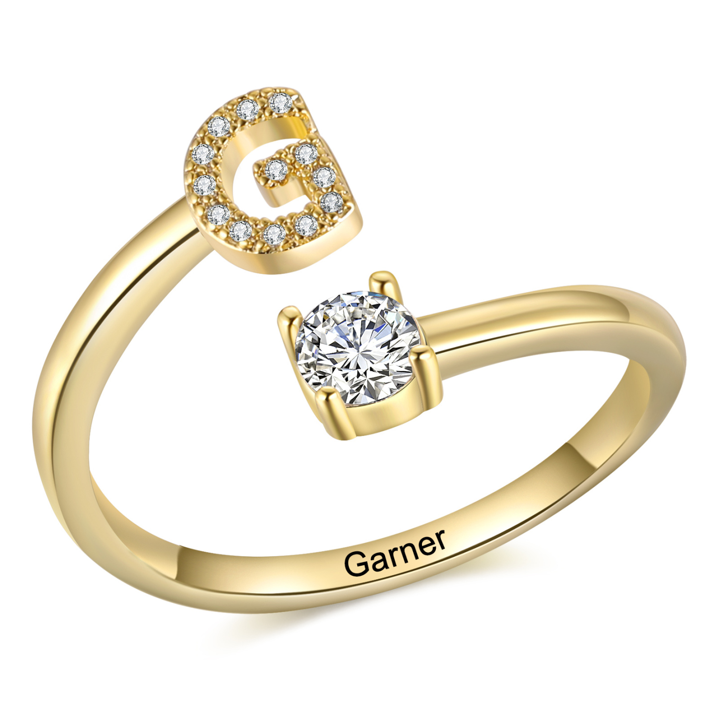 Bague Initiale en Zirconium 1 lettre personnalisé Cadeau pour femme