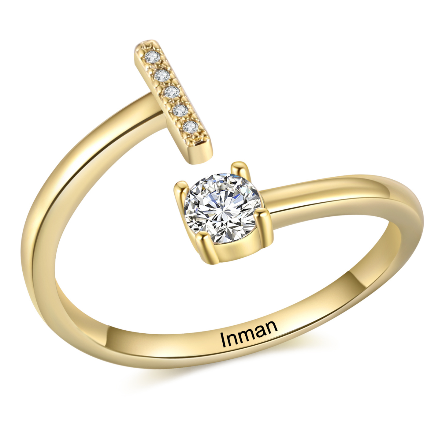 Bague Initiale en Zirconium 1 lettre personnalisé Cadeau pour femme