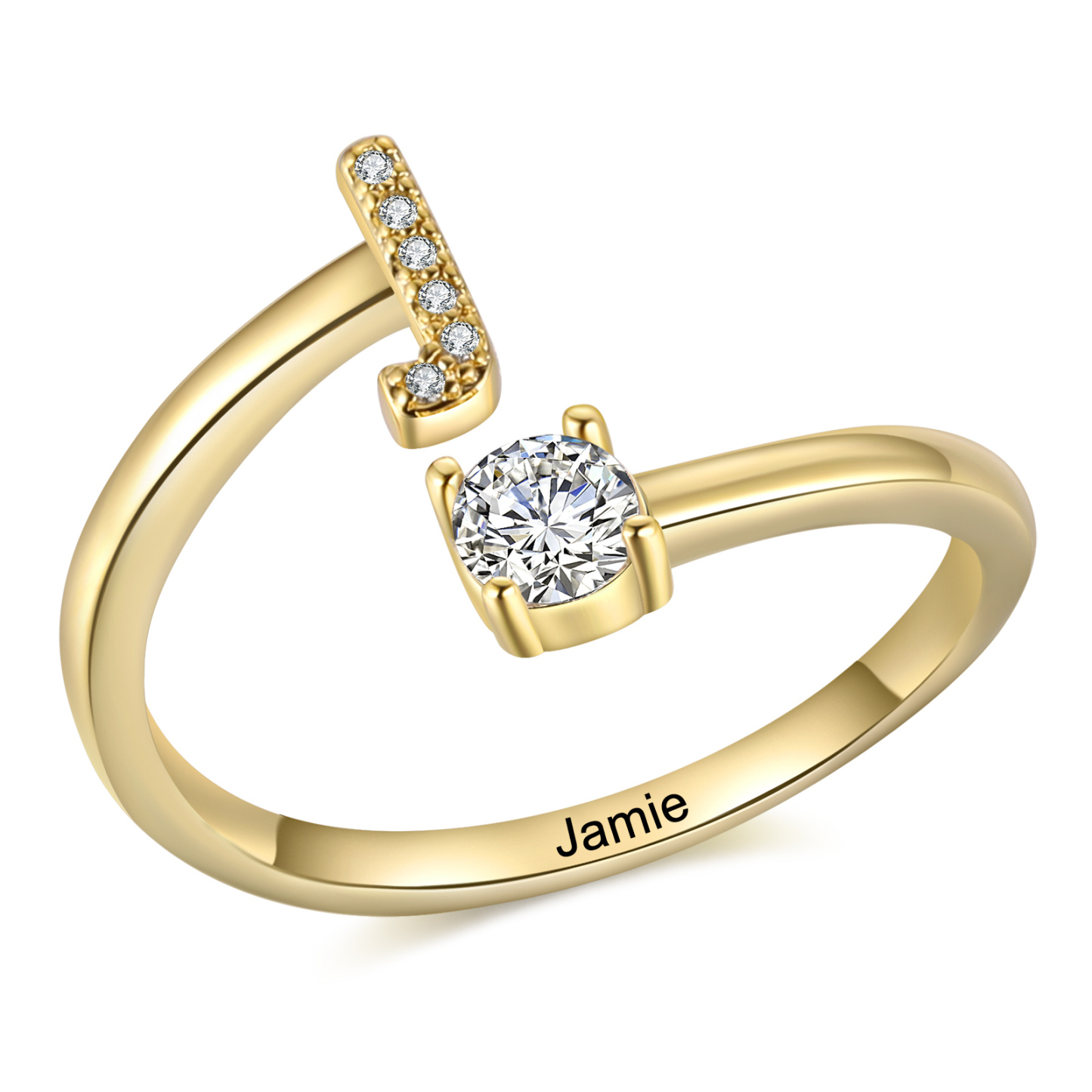 Bague Initiale en Zirconium 1 lettre personnalisé Cadeau pour femme