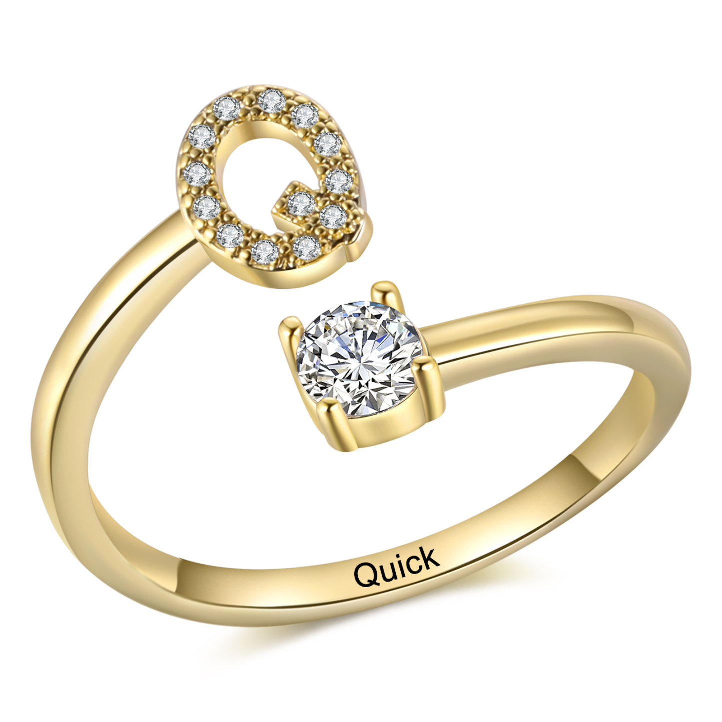 Bague Initiale en Zirconium 1 lettre personnalisé Cadeau pour femme