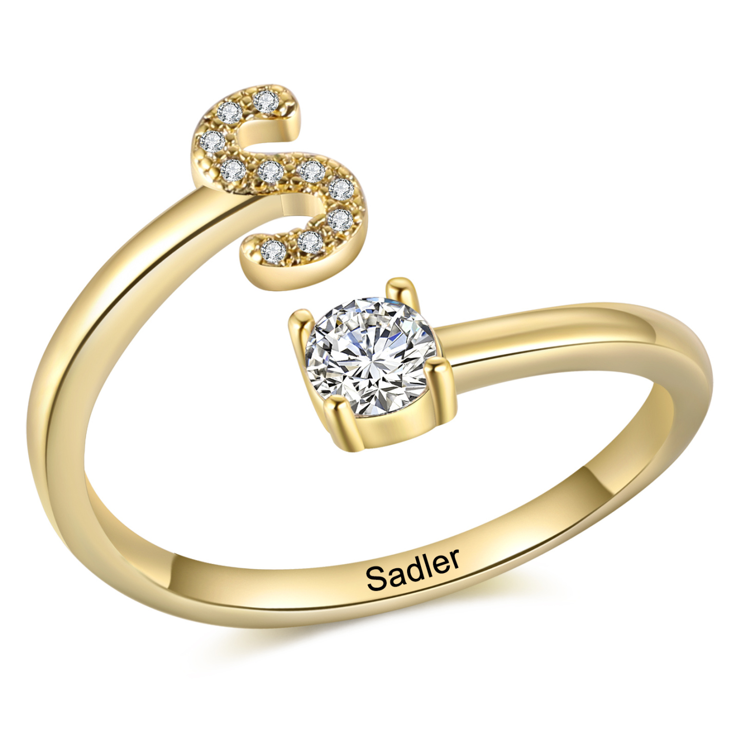 Bague Initiale en Zirconium 1 lettre personnalisé Cadeau pour femme
