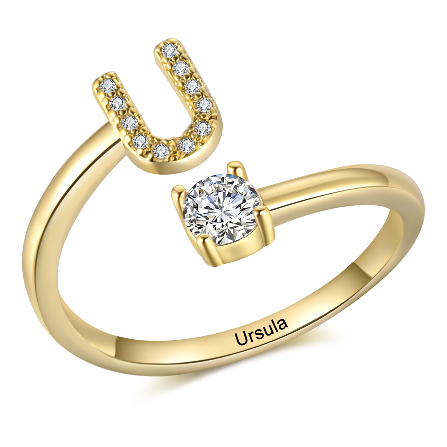 Bague Initiale en Zirconium 1 lettre personnalisé Cadeau pour femme