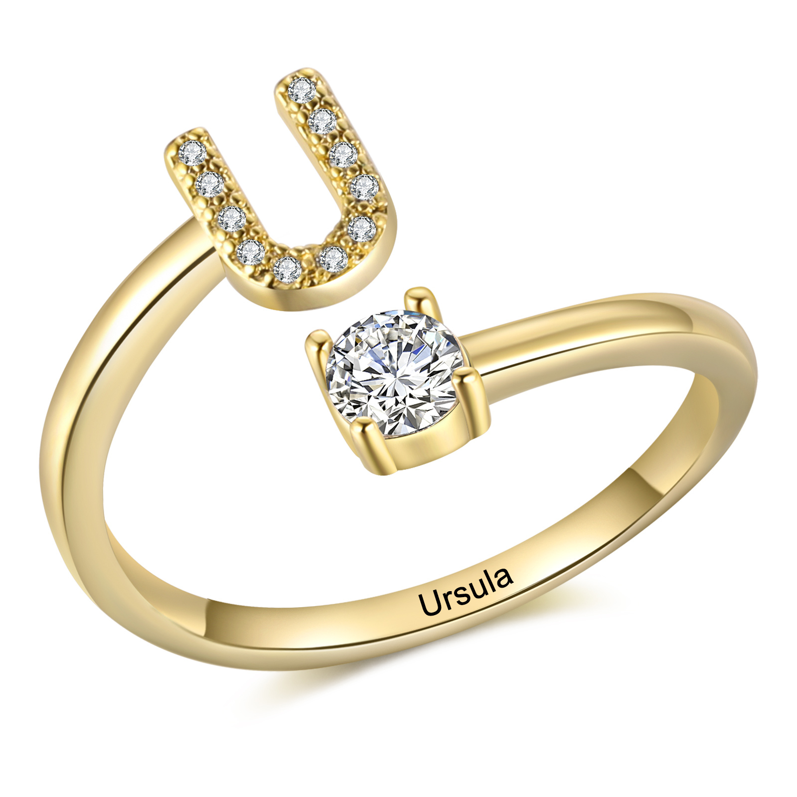 Bague Initiale en Zirconium 1 lettre personnalisé Cadeau pour femme
