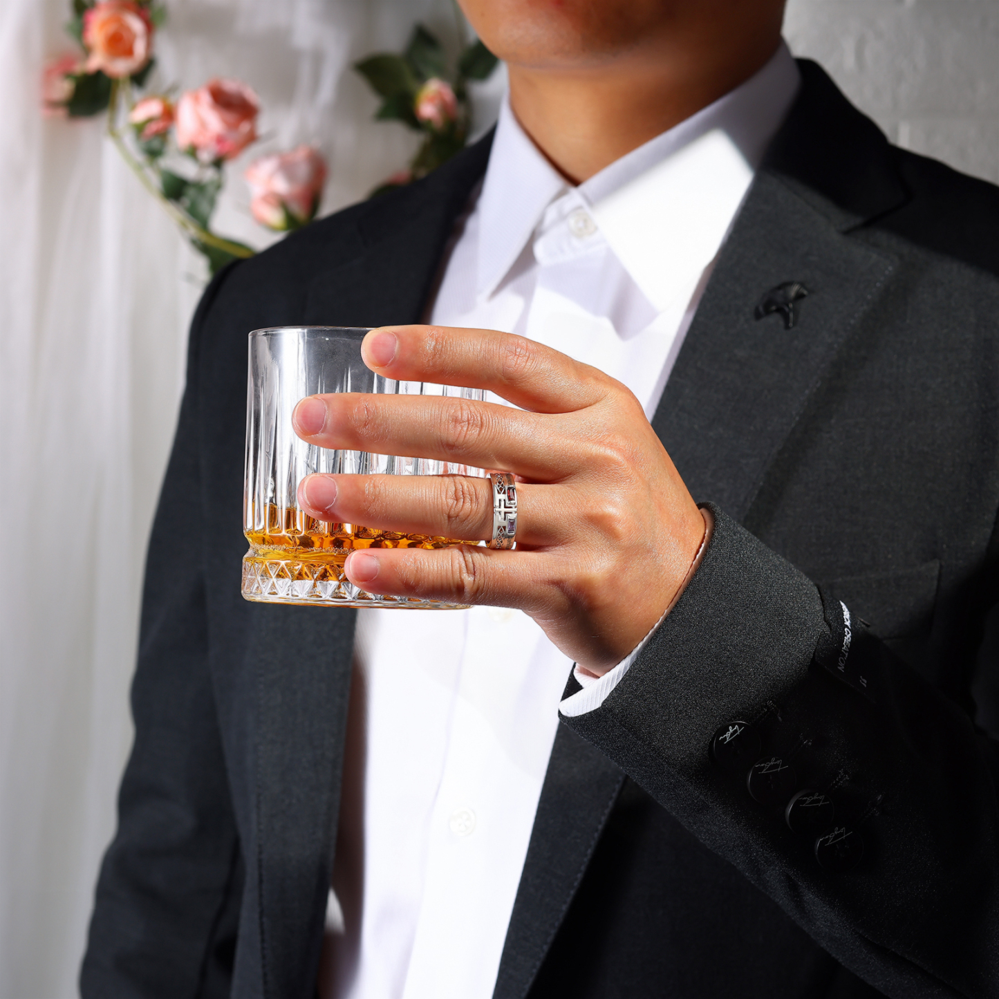 Bague Personnalisée avec 2 Noms et 2 Pierres de Naissance - Cadeau Pour Homme | Jessemade