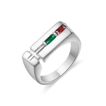 Bague Homme Personnalisée avec 2 Noms et 2 Pierres de Naissance | Jessemade