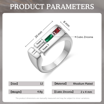 Bague Homme Personnalisée avec 2 Noms et 2 Pierres de Naissance | Jessemade