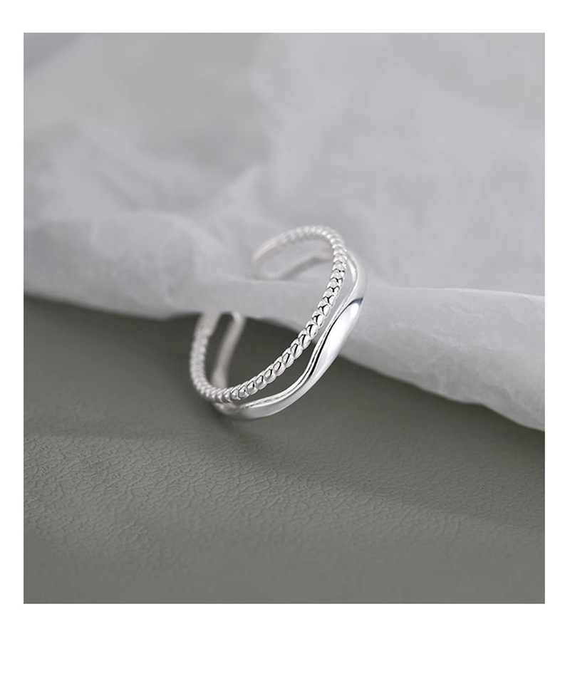 Bague Ouverte argentée à design torsadé | Jessemade