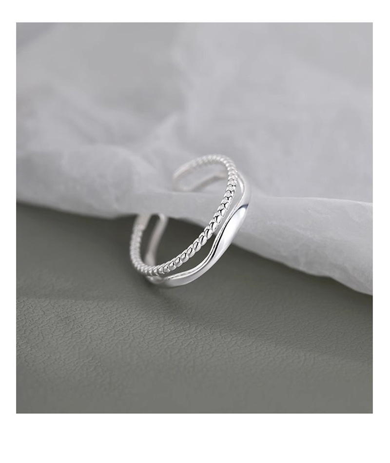 Bague Ouverte argentée à design torsadé | Jessemade