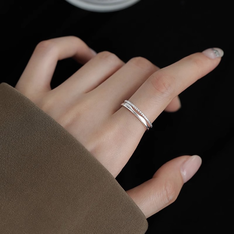 Bague Ouverte argentée à design torsadé | Jessemade