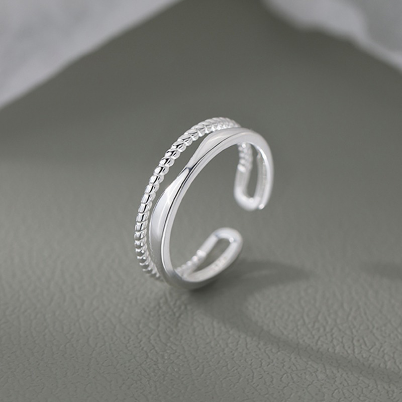 Bague en argent ajustable avec motif torsadé – Cadeau élégant à offrir | Jessemade