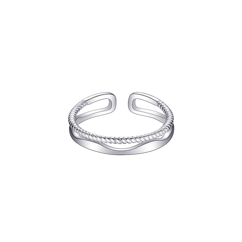 Bague Ouverte argentée à design torsadé | Jessemade