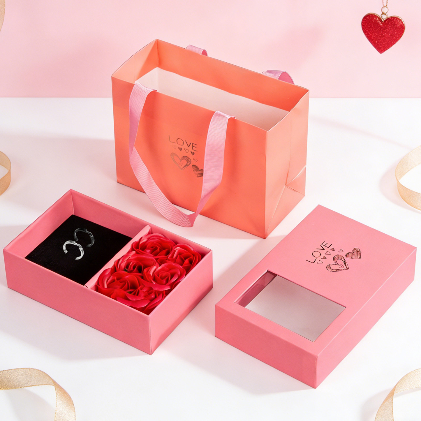 Bagues couple bicolores et ajustables, 2 Textes personnalisés