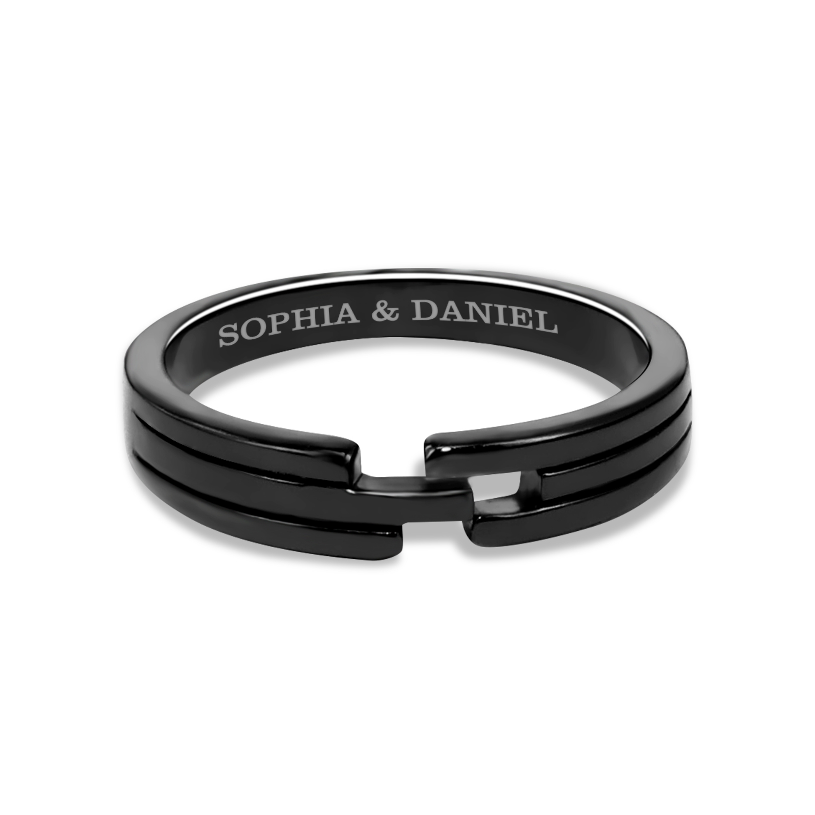 Bagues couple bicolores et ajustables, 2 Textes personnalisés