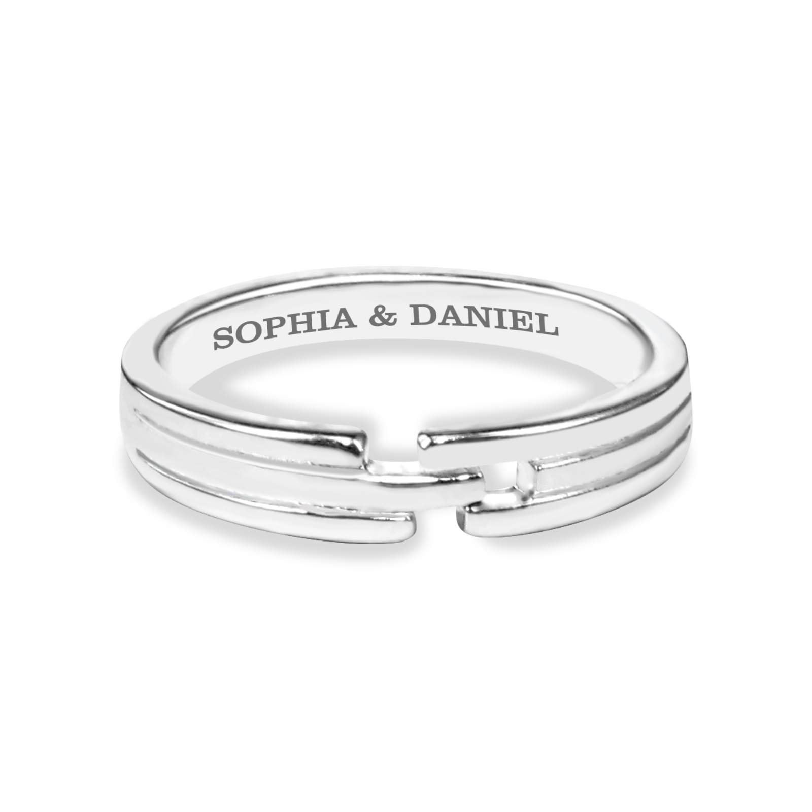 Bagues couple bicolores et ajustables, 2 Textes personnalisés