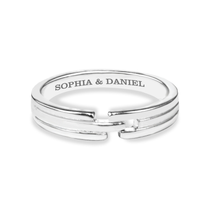 Bagues couple bicolores et ajustables, 2 Textes personnalisés