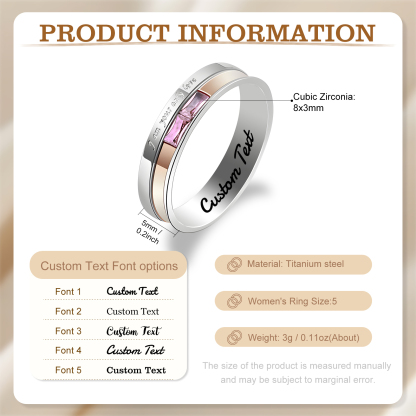 Bagues Couple Personnalisées – Anneaux en Acier Titane avec Gravure et Pierre Rectangulaire