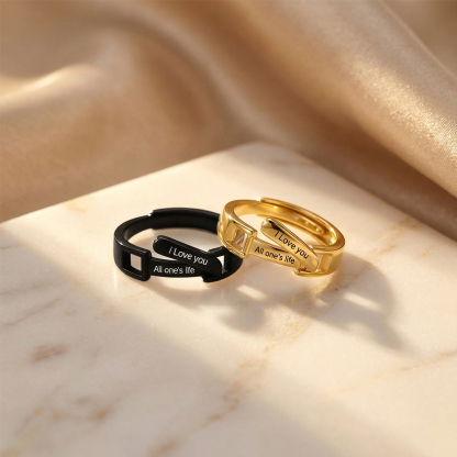 À mon Amour - 2PCS Bague Réglable Couple 4 Textes Personnalisés Alliance｜Jessemade