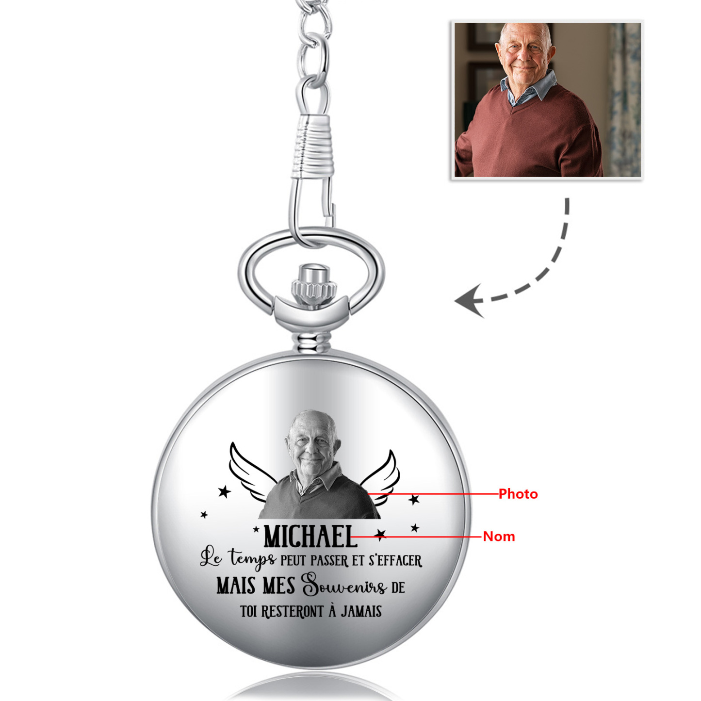 Montre de Poche Commémorative personnalisée avec Photo