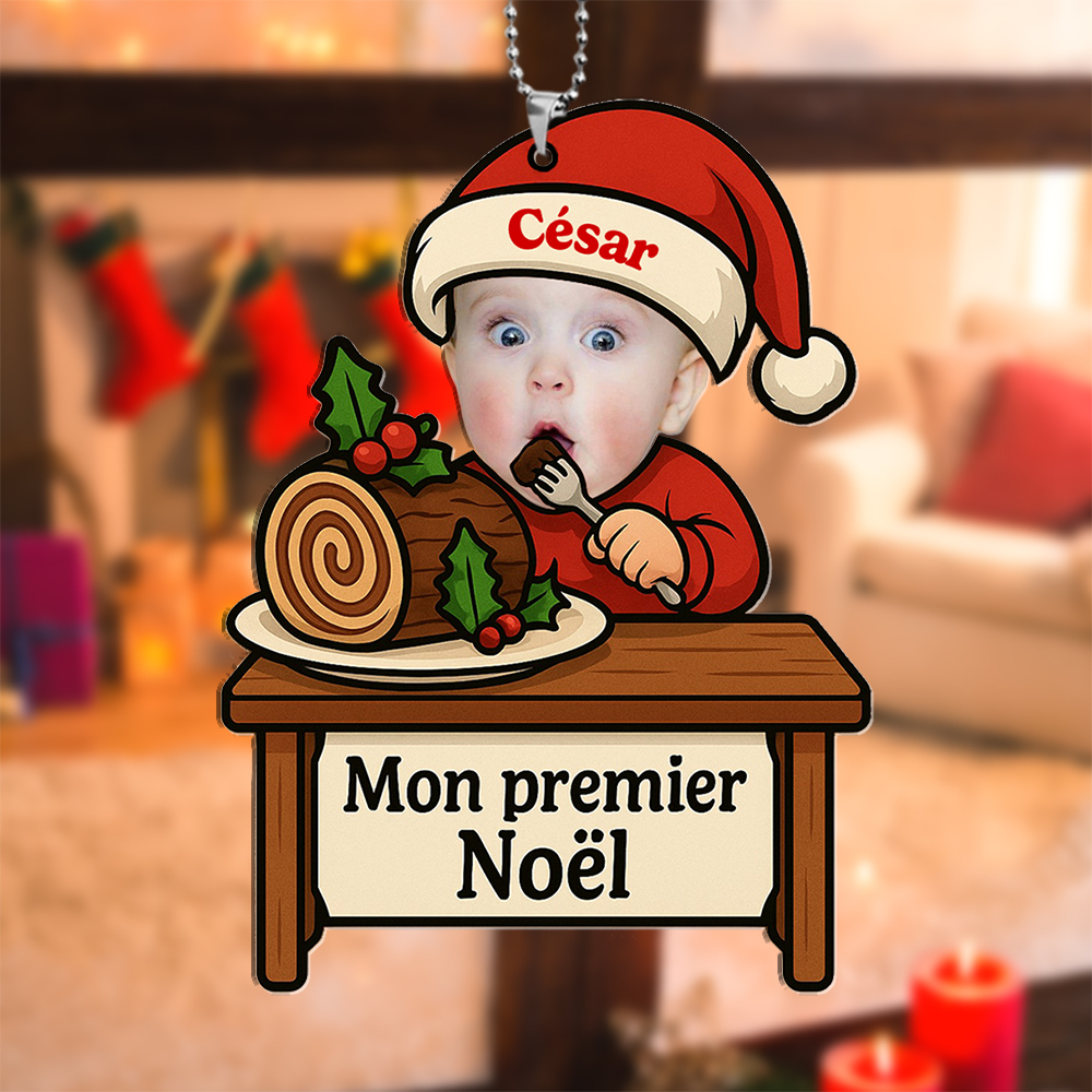 Décoration Sapin Noël Bûche de Noël - 1er Noël de Bébé