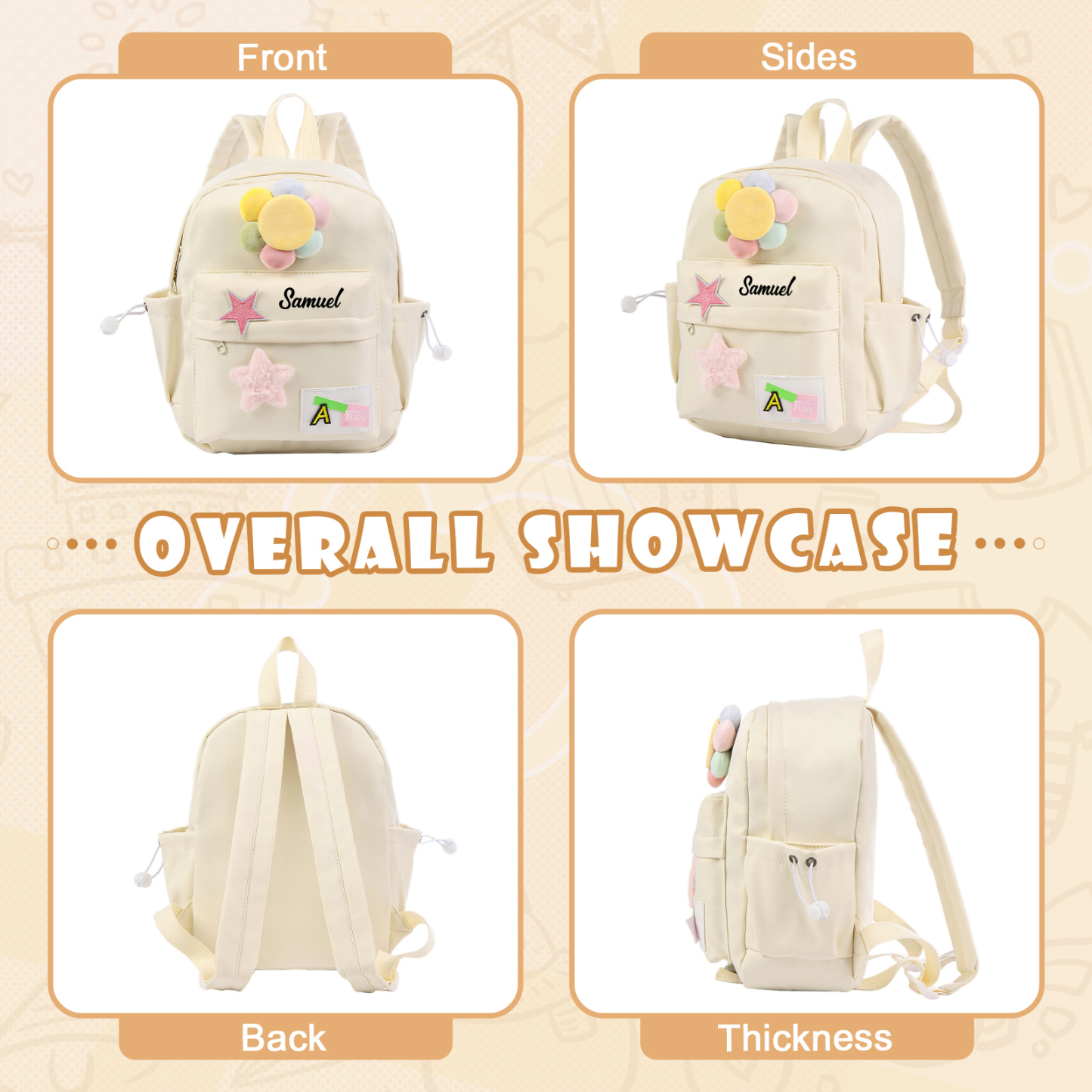 Cartable Sac à Dos Fleur pour Enfant 1 Prénom Personnalisé Sac maternelle