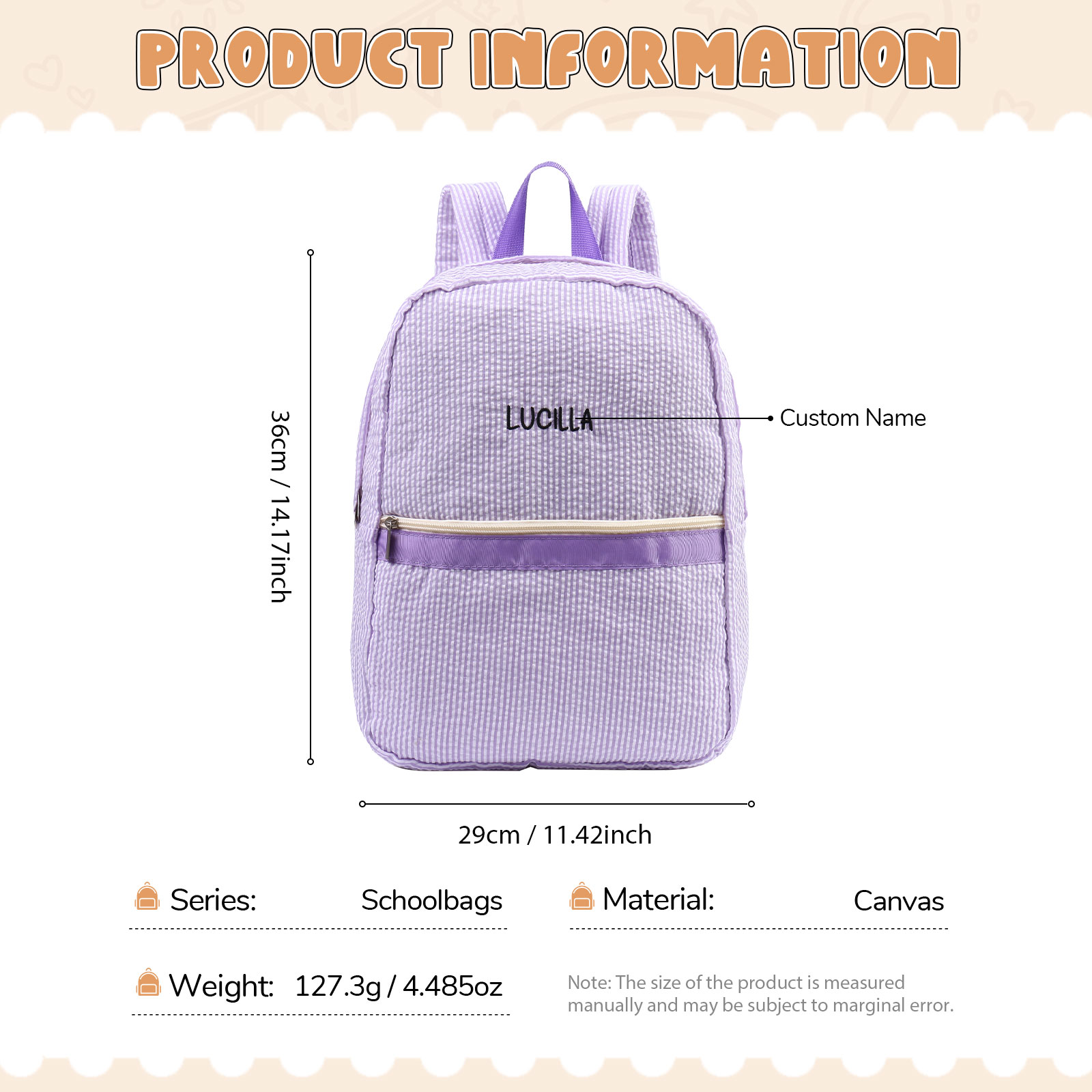 Cartable Sac à Dos Toile à voile pour Enfant 1 Prénom Personnalisé