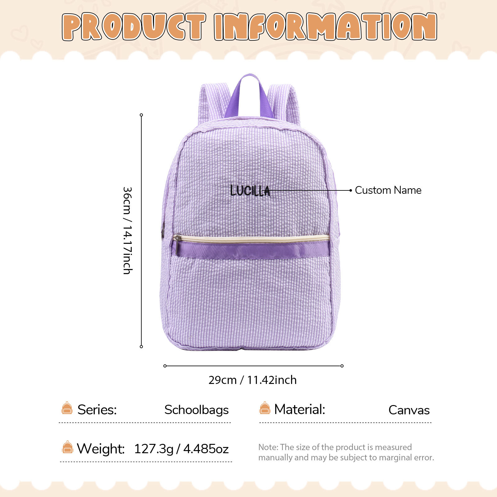 Cartable Sac à Dos Toile à voile pour Enfant 1 Prénom Personnalisé