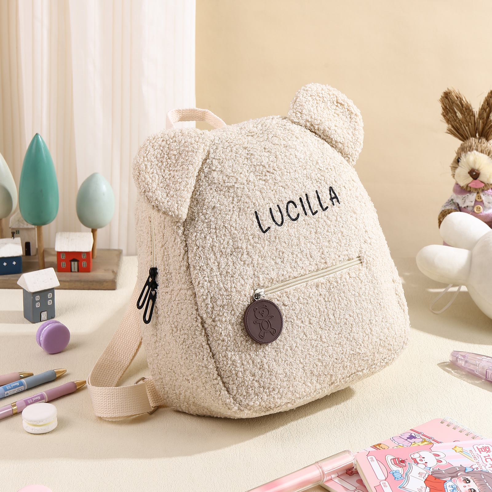 Cartable Sac à Dos Peluche pour Enfant 1 Prénom Personnalisé Sac 